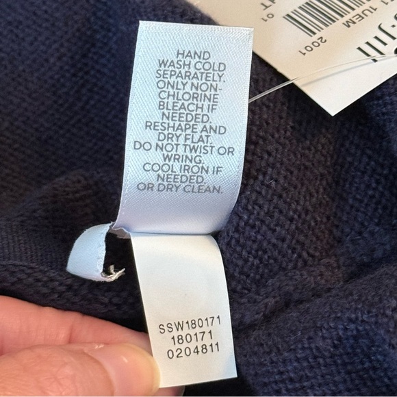 J Jill Women Size M Blue Aztec Knit Funnel Neck Sweater Poncho Boho Southwestern - Picture 7 of 10